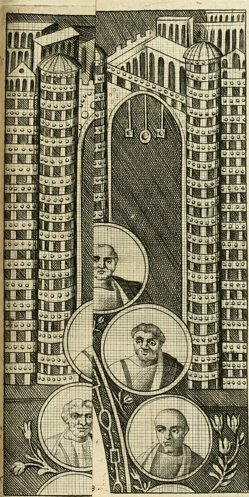 An illustration from Vetera monimenta : in quibus praecipuè musiva opera sacarum profanarumque aedium structura, ac nonnulli antiqui ritus, dissertationibus, iconibusque illustrantur, 1690, leaf 308