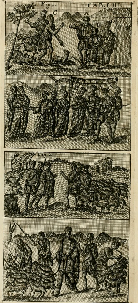 An illustration from Vetera monimenta : in quibus praecipuè musiva opera sacarum profanarumque aedium structura, ac nonnulli antiqui ritus, dissertationibus, iconibusque illustrantur, 1690, leaf 347