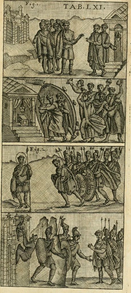 An illustration from Vetera monimenta : in quibus praecipuè musiva opera sacarum profanarumque aedium structura, ac nonnulli antiqui ritus, dissertationibus, iconibusque illustrantur, 1690, leaf 368