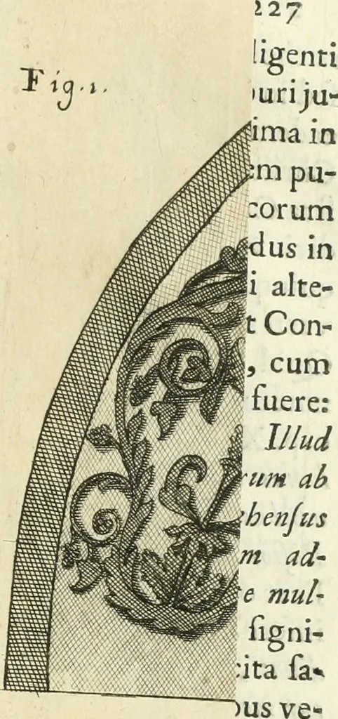 An illustration from Vetera monimenta : in quibus praecipuè musiva opera sacarum profanarumque aedium structura, ac nonnulli antiqui ritus, dissertationibus, iconibusque illustrantur, 1690, leaf 384