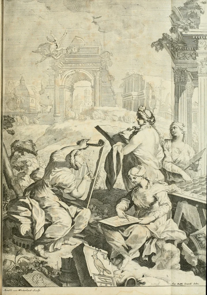 An illustration from Vetera monimenta : in quibus praecipuè musiva opera sacarum profanarumque aedium structura, ac nonnulli antiqui ritus, dissertationibus, iconibusque illustrantur, 1690, leaf 4