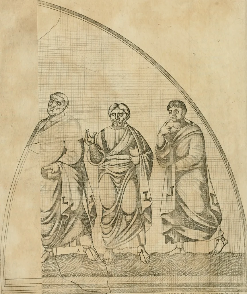 An illustration from Vetera monimenta : in quibus praecipuè musiva opera sacarum profanarumque aedium structura, ac nonnulli antiqui ritus, dissertationibus, iconibusque illustrantur, 1690, leaf 421