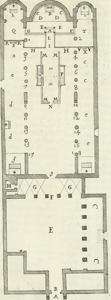 An illustration from Vetera monimenta : in quibus praecipuè musiva opera sacarum profanarumque aedium structura, ac nonnulli antiqui ritus, dissertationibus, iconibusque illustrantur, 1690, leaf 62