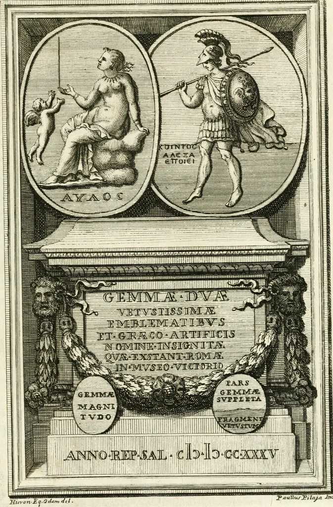 An illustration from Veteris gemmae ad Christianum usum exscalptae brevis explanatio ad academicos Etruscos Cortonenses, 1732, leaf 188