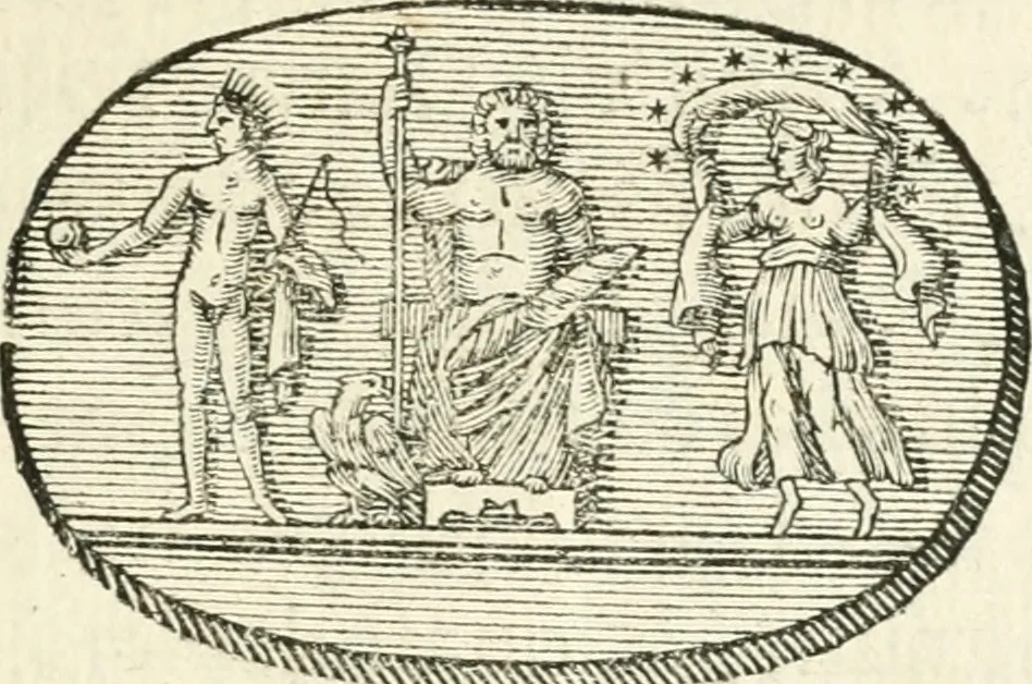 An illustration from Veteris gemmae ad Christianum usum exscalptae brevis explanatio ad academicos Etruscos Cortonenses, 1732, leaf 410