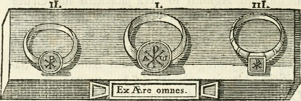 An illustration from Veteris gemmae ad Christianum usum exscalptae brevis explanatio ad academicos Etruscos Cortonenses, 1732, leaf 97
