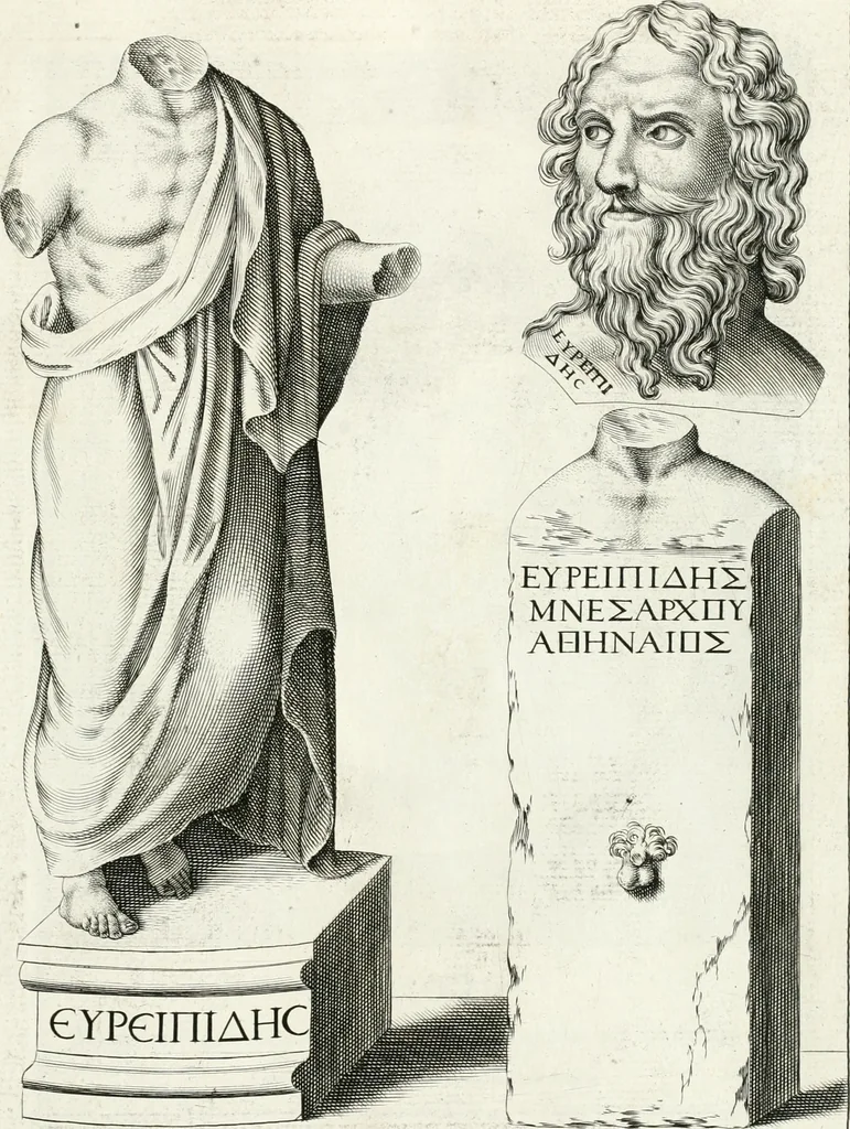 An illustration from Veterum illustrium philosophorum, poetarum, rhetorum, et oratorum imagines : ex vetustis nummis, gemmis, hermis, marmoribus, alijsque antiquis monumentis desumptae, 1685, leaf 134