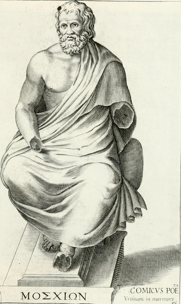 An illustration from Veterum illustrium philosophorum, poetarum, rhetorum, et oratorum imagines : ex vetustis nummis, gemmis, hermis, marmoribus, alijsque antiquis monumentis desumptae, 1685, leaf 148