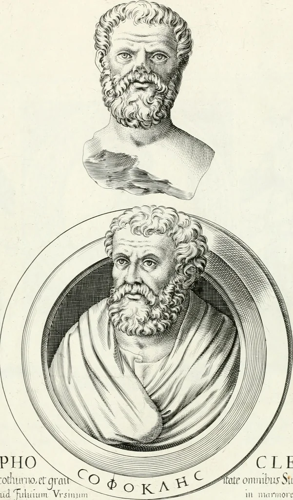 An illustration from Veterum illustrium philosophorum, poetarum, rhetorum, et oratorum imagines : ex vetustis nummis, gemmis, hermis, marmoribus, alijsque antiquis monumentis desumptae, 1685, leaf 164