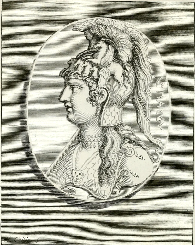 An illustration from Veterum illustrium philosophorum, poetarum, rhetorum, et oratorum imagines : ex vetustis nummis, gemmis, hermis, marmoribus, alijsque antiquis monumentis desumptae, 1685, leaf 200