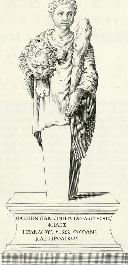 An illustration from Veterum illustrium philosophorum, poetarum, rhetorum, et oratorum imagines : ex vetustis nummis, gemmis, hermis, marmoribus, alijsque antiquis monumentis desumptae, 1685, leaf 234