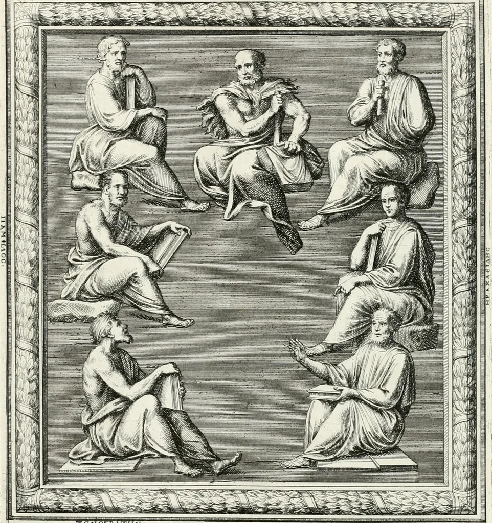 An illustration from Veterum illustrium philosophorum, poetarum, rhetorum, et oratorum imagines : ex vetustis nummis, gemmis, hermis, marmoribus, alijsque antiquis monumentis desumptae, 1685, leaf 250