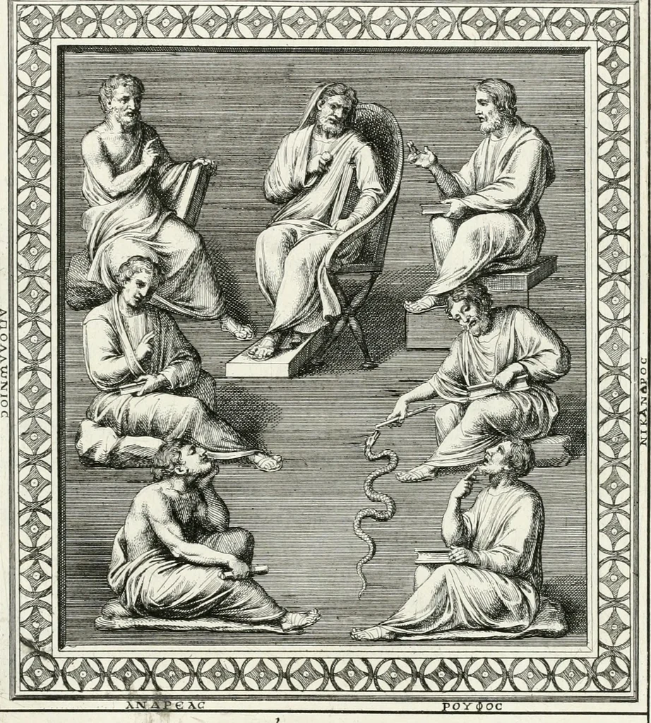 An illustration from Veterum illustrium philosophorum, poetarum, rhetorum, et oratorum imagines : ex vetustis nummis, gemmis, hermis, marmoribus, alijsque antiquis monumentis desumptae, 1685, leaf 252