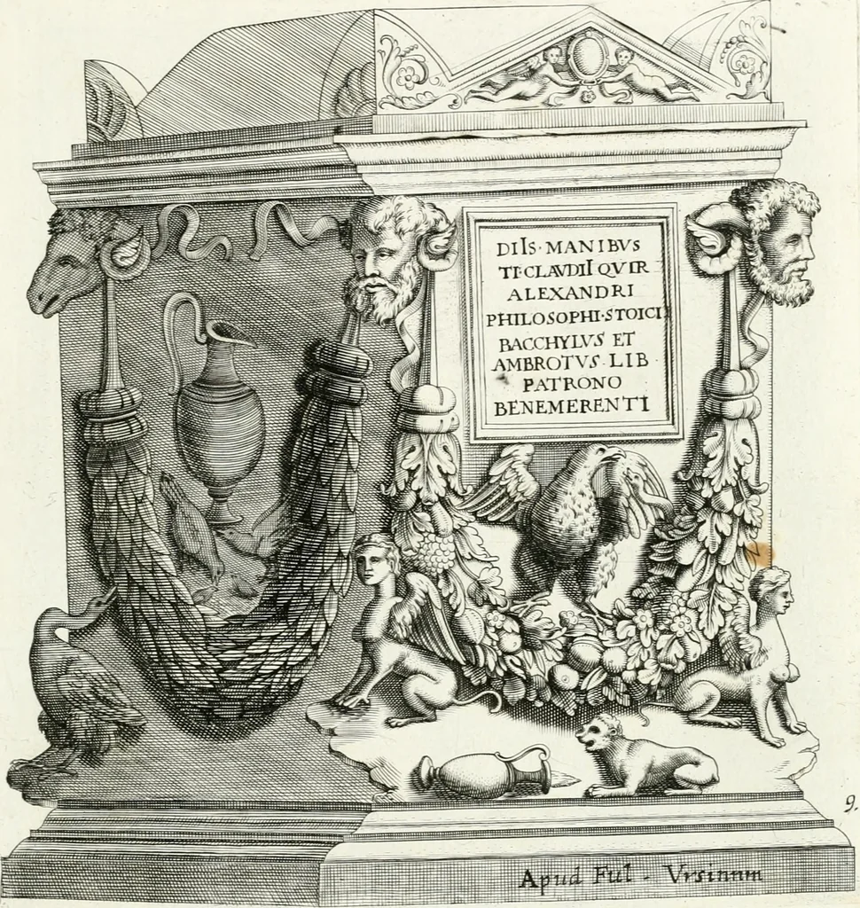 An illustration from Veterum illustrium philosophorum, poetarum, rhetorum, et oratorum imagines : ex vetustis nummis, gemmis, hermis, marmoribus, alijsque antiquis monumentis desumptae, 1685, leaf 32