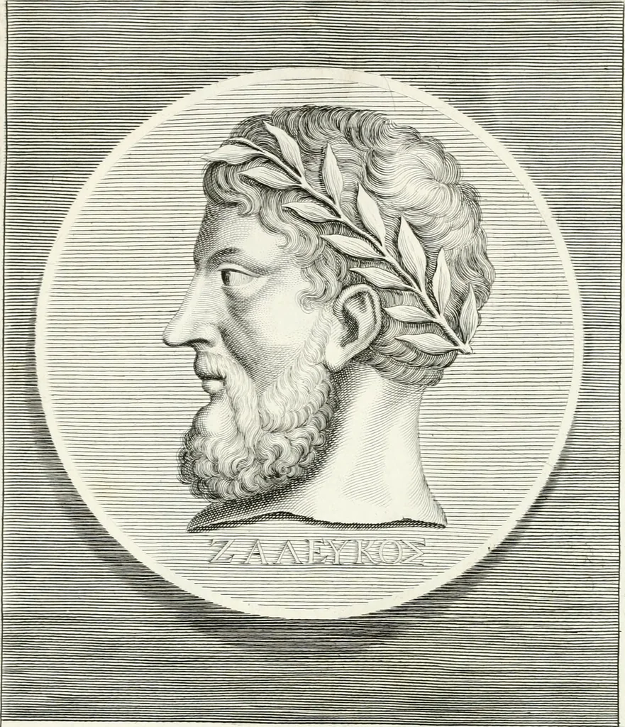 An illustration from Veterum illustrium philosophorum, poetarum, rhetorum, et oratorum imagines : ex vetustis nummis, gemmis, hermis, marmoribus, alijsque antiquis monumentis desumptae, 1685, leaf 94