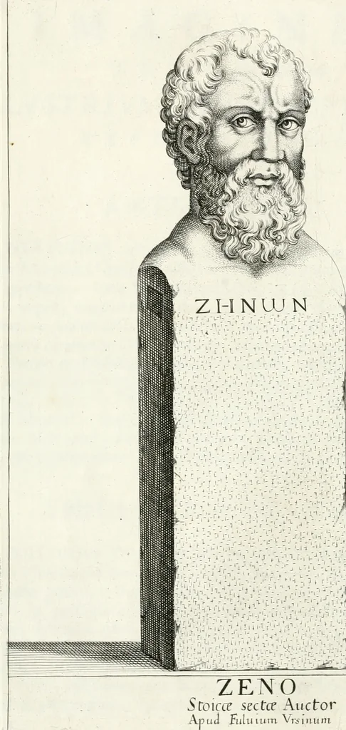 An illustration from Veterum illustrium philosophorum, poetarum, rhetorum, et oratorum imagines : ex vetustis nummis, gemmis, hermis, marmoribus, alijsque antiquis monumentis desumptae, 1685, leaf 96