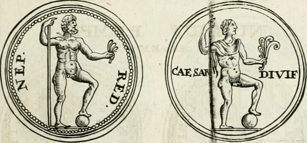 An illustration from Veterum Romanorum Religio castrametatio, disciplina militaris ut & balneae ex antiquis numismatibus & lapidibus demonstrata, 1686, leaf 100