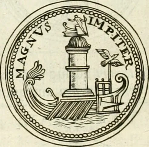 An illustration from Veterum Romanorum Religio castrametatio, disciplina militaris ut & balneae ex antiquis numismatibus & lapidibus demonstrata, 1686, leaf 101