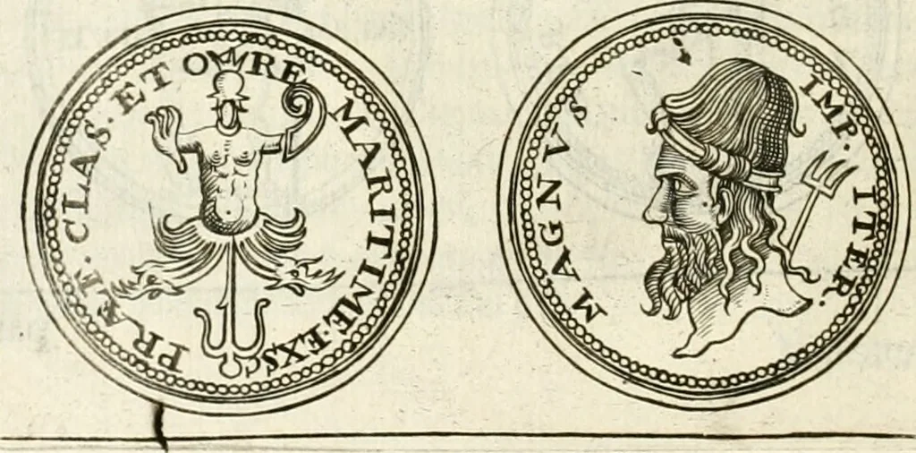 An illustration from Veterum Romanorum Religio castrametatio, disciplina militaris ut & balneae ex antiquis numismatibus & lapidibus demonstrata, 1686, leaf 101