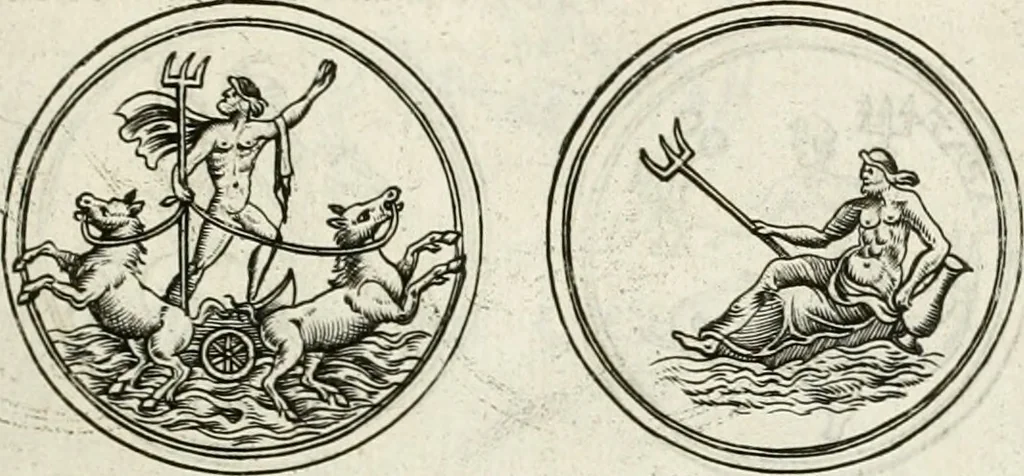 An illustration from Veterum Romanorum Religio castrametatio, disciplina militaris ut & balneae ex antiquis numismatibus & lapidibus demonstrata, 1686, leaf 102