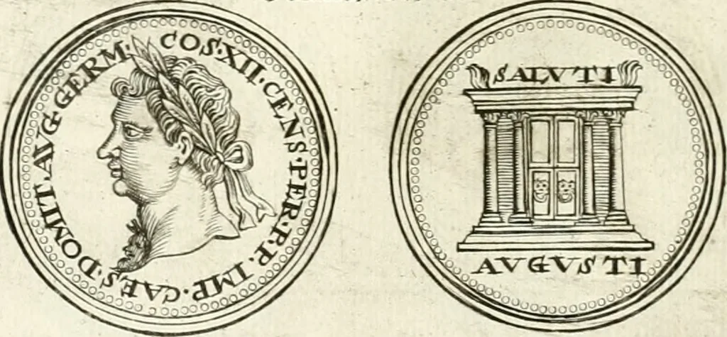 An illustration from Veterum Romanorum Religio castrametatio, disciplina militaris ut & balneae ex antiquis numismatibus & lapidibus demonstrata, 1686, leaf 111