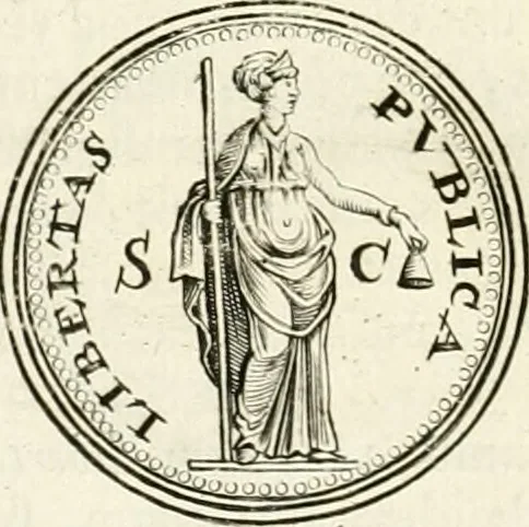 An illustration from Veterum Romanorum Religio castrametatio, disciplina militaris ut & balneae ex antiquis numismatibus & lapidibus demonstrata, 1686, leaf 113