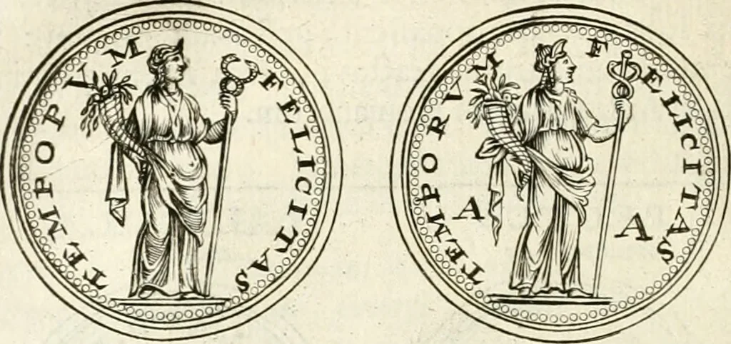 An illustration from Veterum Romanorum Religio castrametatio, disciplina militaris ut & balneae ex antiquis numismatibus & lapidibus demonstrata, 1686, leaf 115