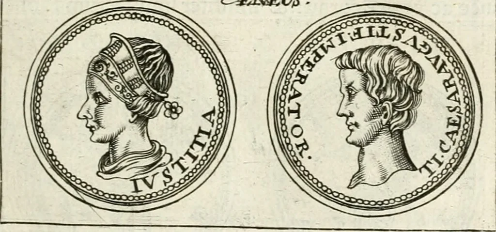 An illustration from Veterum Romanorum Religio castrametatio, disciplina militaris ut & balneae ex antiquis numismatibus & lapidibus demonstrata, 1686, leaf 116