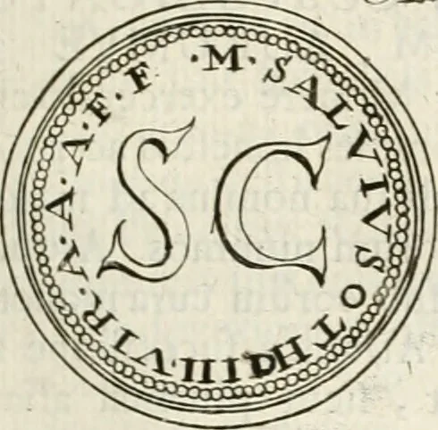 An illustration from Veterum Romanorum Religio castrametatio, disciplina militaris ut & balneae ex antiquis numismatibus & lapidibus demonstrata, 1686, leaf 120