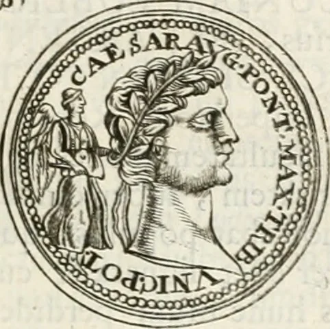 An illustration from Veterum Romanorum Religio castrametatio, disciplina militaris ut & balneae ex antiquis numismatibus & lapidibus demonstrata, 1686, leaf 120