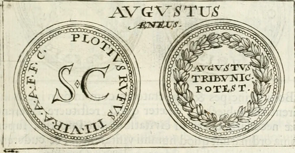 An illustration from Veterum Romanorum Religio castrametatio, disciplina militaris ut & balneae ex antiquis numismatibus & lapidibus demonstrata, 1686, leaf 120