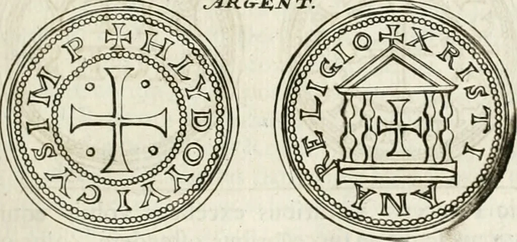 An illustration from Veterum Romanorum Religio castrametatio, disciplina militaris ut & balneae ex antiquis numismatibus & lapidibus demonstrata, 1686, leaf 122