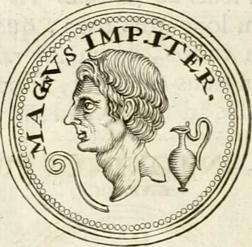 An illustration from Veterum Romanorum Religio castrametatio, disciplina militaris ut & balneae ex antiquis numismatibus & lapidibus demonstrata, 1686, leaf 125