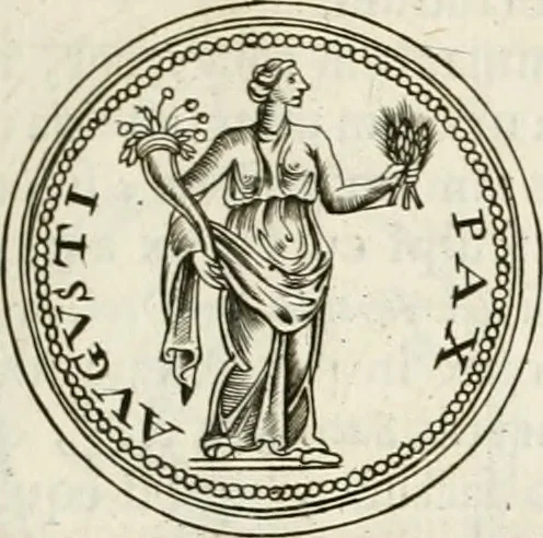 An illustration from Veterum Romanorum Religio castrametatio, disciplina militaris ut & balneae ex antiquis numismatibus & lapidibus demonstrata, 1686, leaf 134