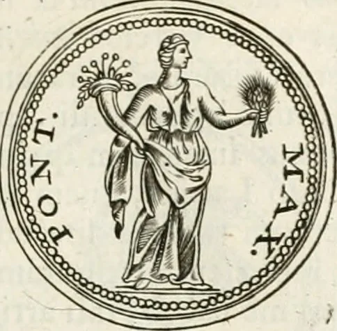 An illustration from Veterum Romanorum Religio castrametatio, disciplina militaris ut & balneae ex antiquis numismatibus & lapidibus demonstrata, 1686, leaf 134