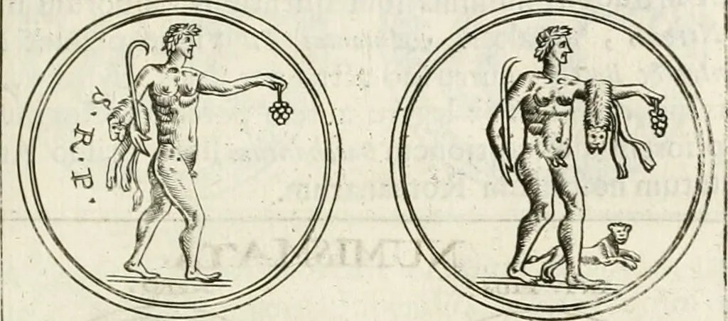 An illustration from Veterum Romanorum Religio castrametatio, disciplina militaris ut & balneae ex antiquis numismatibus & lapidibus demonstrata, 1686, leaf 136