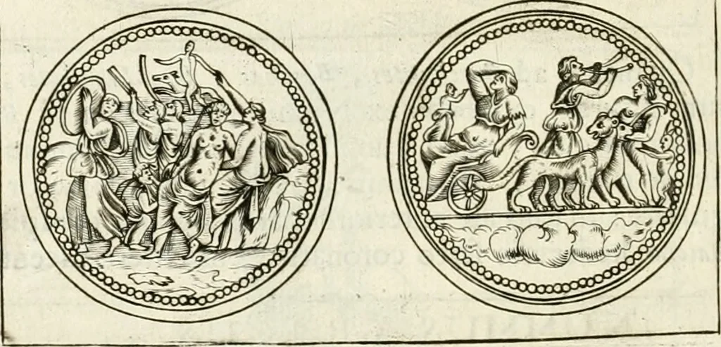 An illustration from Veterum Romanorum Religio castrametatio, disciplina militaris ut & balneae ex antiquis numismatibus & lapidibus demonstrata, 1686, leaf 137