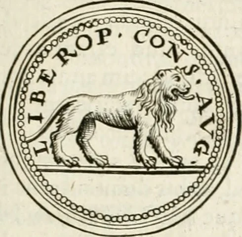 An illustration from Veterum Romanorum Religio castrametatio, disciplina militaris ut & balneae ex antiquis numismatibus & lapidibus demonstrata, 1686, leaf 138