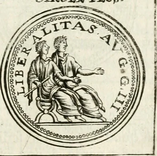 An illustration from Veterum Romanorum Religio castrametatio, disciplina militaris ut & balneae ex antiquis numismatibus & lapidibus demonstrata, 1686, leaf 140