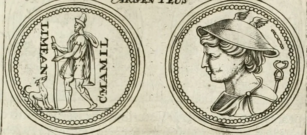 An illustration from Veterum Romanorum Religio castrametatio, disciplina militaris ut & balneae ex antiquis numismatibus & lapidibus demonstrata, 1686, leaf 152
