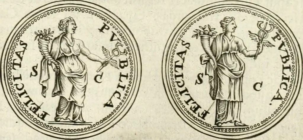An illustration from Veterum Romanorum Religio castrametatio, disciplina militaris ut & balneae ex antiquis numismatibus & lapidibus demonstrata, 1686, leaf 153