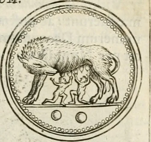An illustration from Veterum Romanorum Religio castrametatio, disciplina militaris ut & balneae ex antiquis numismatibus & lapidibus demonstrata, 1686, leaf 158