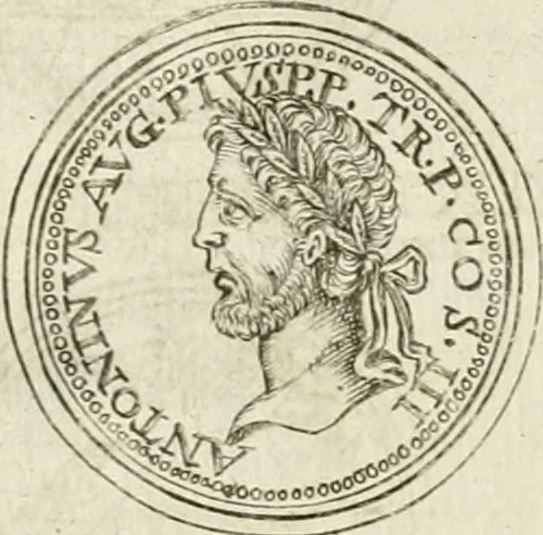 An illustration from Veterum Romanorum Religio castrametatio, disciplina militaris ut & balneae ex antiquis numismatibus & lapidibus demonstrata, 1686, leaf 159