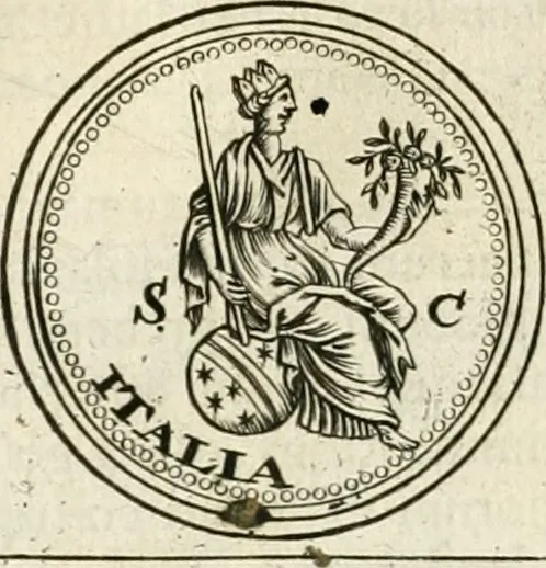 An illustration from Veterum Romanorum Religio castrametatio, disciplina militaris ut & balneae ex antiquis numismatibus & lapidibus demonstrata, 1686, leaf 163