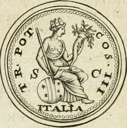 An illustration from Veterum Romanorum Religio castrametatio, disciplina militaris ut & balneae ex antiquis numismatibus & lapidibus demonstrata, 1686, leaf 163