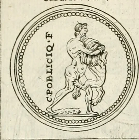 An illustration from Veterum Romanorum Religio castrametatio, disciplina militaris ut & balneae ex antiquis numismatibus & lapidibus demonstrata, 1686, leaf 174
