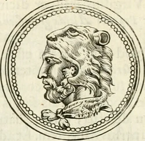 An illustration from Veterum Romanorum Religio castrametatio, disciplina militaris ut & balneae ex antiquis numismatibus & lapidibus demonstrata, 1686, leaf 177