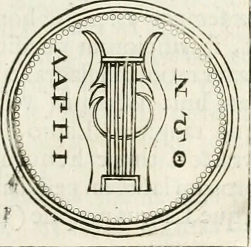 An illustration from Veterum Romanorum Religio castrametatio, disciplina militaris ut & balneae ex antiquis numismatibus & lapidibus demonstrata, 1686, leaf 182