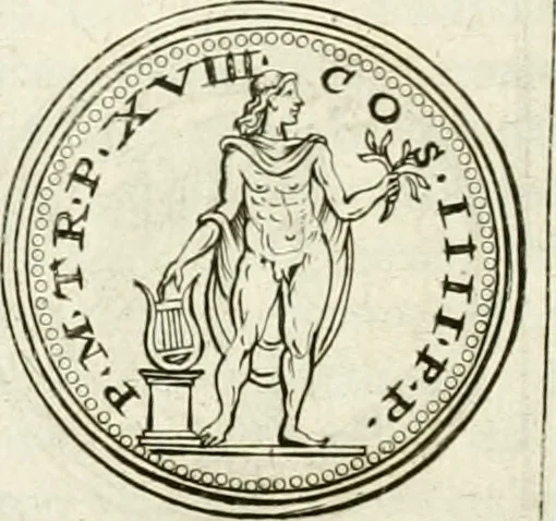 An illustration from Veterum Romanorum Religio castrametatio, disciplina militaris ut & balneae ex antiquis numismatibus & lapidibus demonstrata, 1686, leaf 183