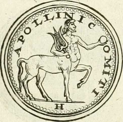 An illustration from Veterum Romanorum Religio castrametatio, disciplina militaris ut & balneae ex antiquis numismatibus & lapidibus demonstrata, 1686, leaf 185